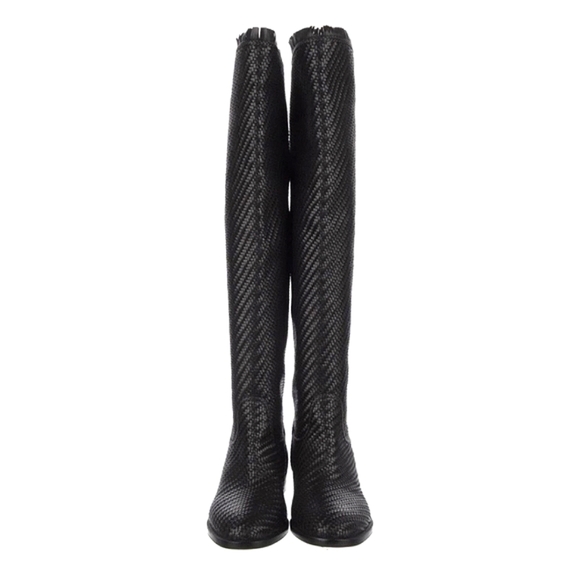 Christian Dior Black Global OTK Woven Intrecciato Riding Boot Size 38 ~ New! - Picture 6 of 10